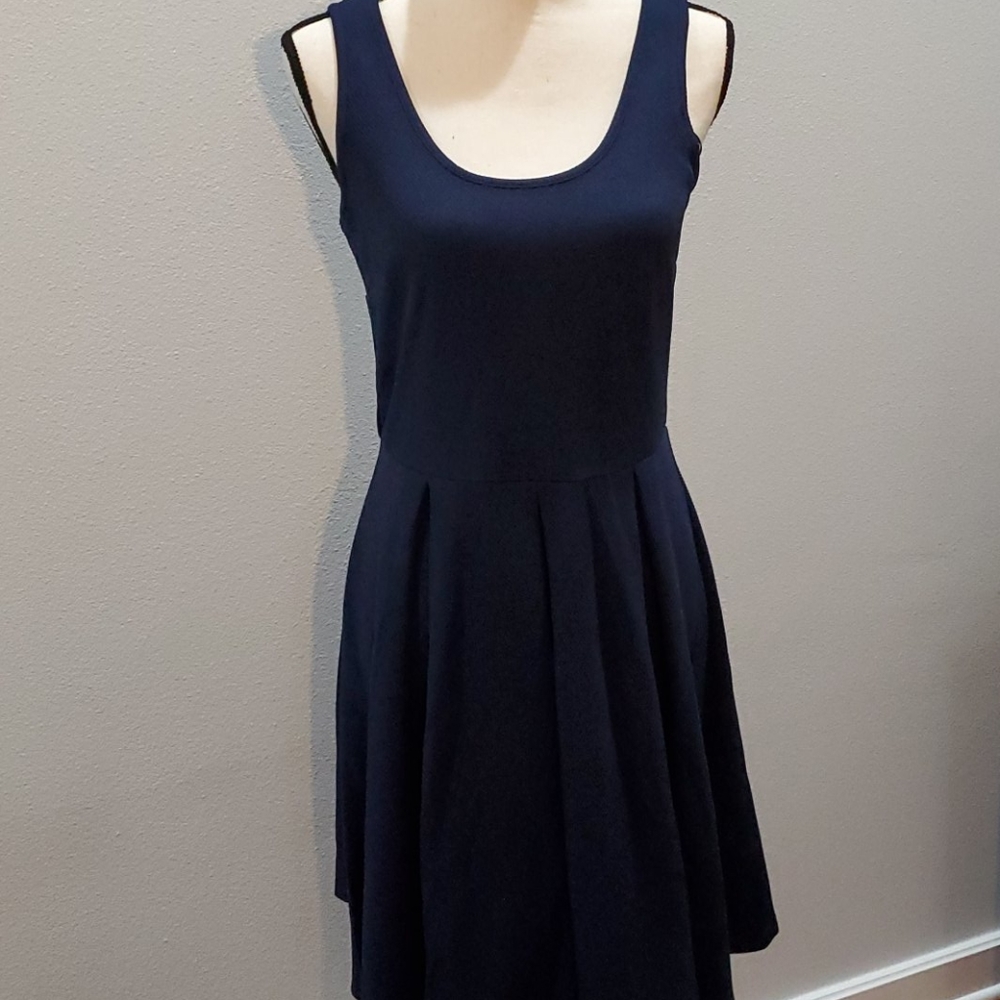 Casual navy fit and flare dress
